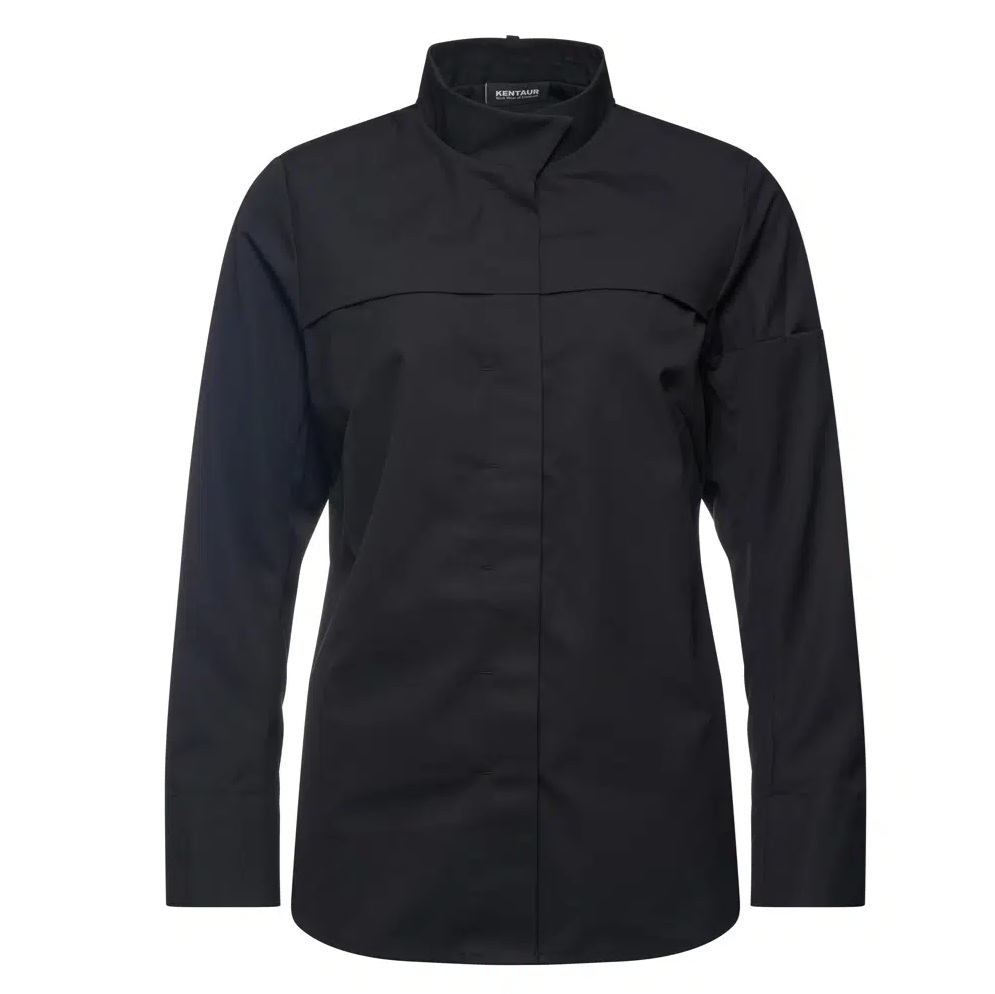 [37105] Dame kokkeskjorte, sort, 65/35% PES/CO, Kentaur, fra XS til 2XL (1 stk.) (XS)