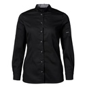 Dame kokke-/serviceskjorte l/a, sort, 65/35% rPES/CO, Kentaur, fra XS til 2XL (1 stk.)