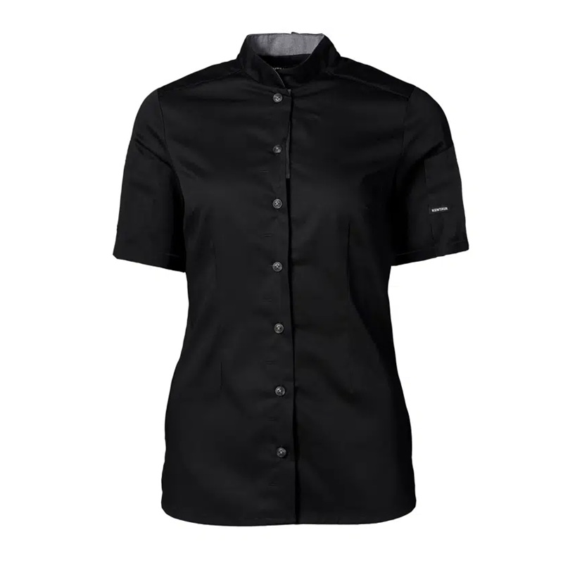 Dame kokke-/serviceskjorte, sort, 65/35% rPES/CO, Kentaur, fra XS til 2XL (1 stk.)