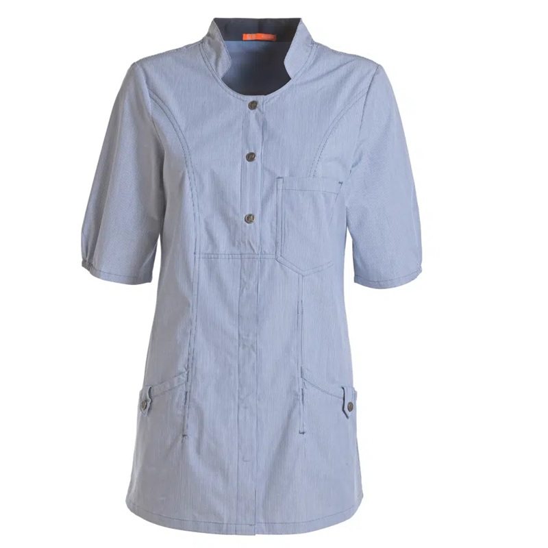 [37185] Dame tunika, blå/hvid strib, 60/40% CO/PES, Kentaur, fra XS til 2XL (1 stk.) (XS)
