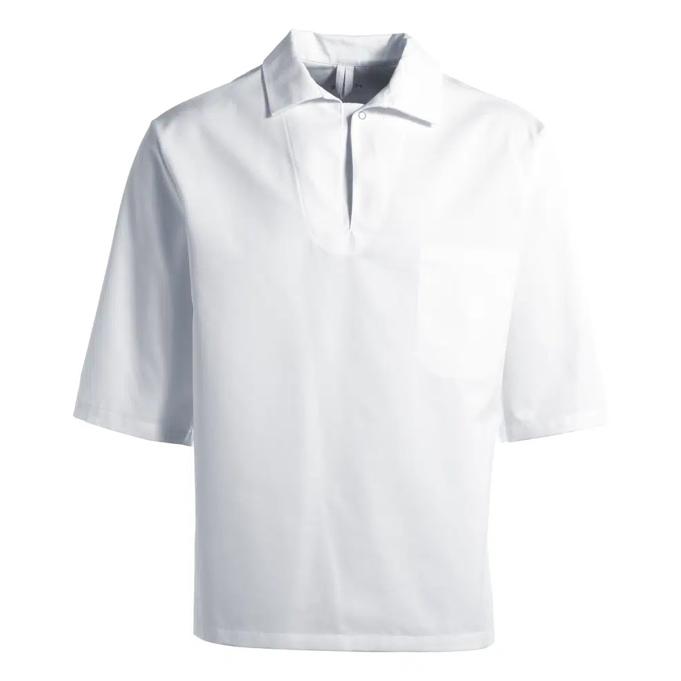 [37219] Unisex busseronne k/arm, hvid, 65/35% PES/CO, Kentaur, fra XS til 2XL (1 stk.) (XS)