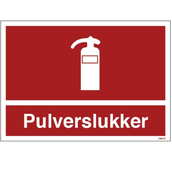 Pulverslukker, skilt, A5, plastik, (1 stk.)