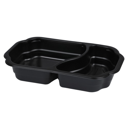 Plastbakke, 25x15,9x4,5cm, sort, PP, 2-rums, 400/700 ml, tilhørende 10321, Duni, (246 stk.)