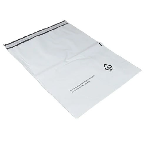 [11692] Forsendelsesposer, genbrugsplast, 15,2x22,9+4cm, hvid, 60my (1000 stk.)
