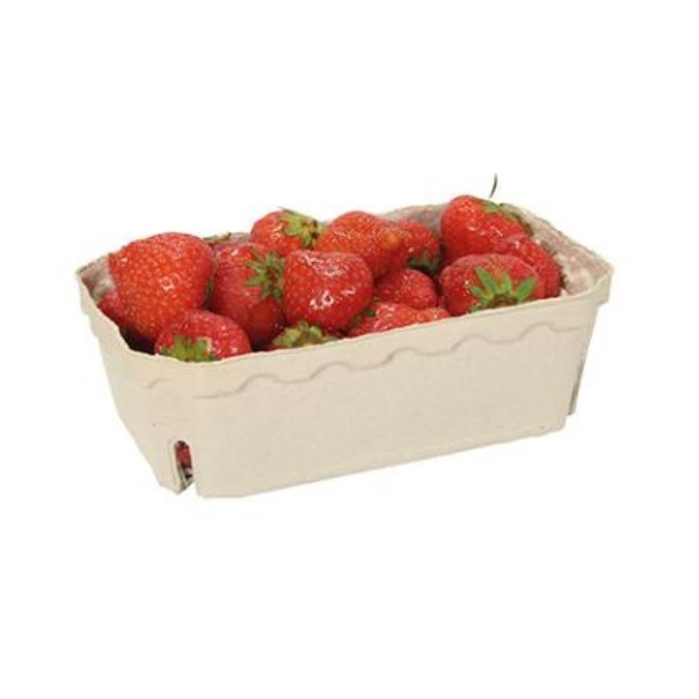 Frugtbakke, jordbærbakke, 18,3x11,3x6,7 cm, 500g u/tryk, pulp, (400 stk.)