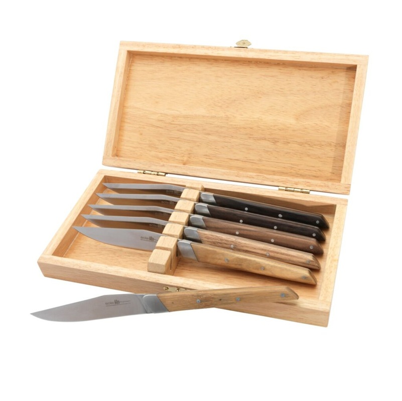 [38315] Steak knive, rustfristål, SIGNATURE, SOLA, i trææske, 1 æske med 6 stk, (1 pakke)
