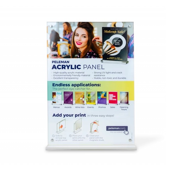 Akryldisplay, A4, med magnetisk lukning, Peleman, (1 stk.)