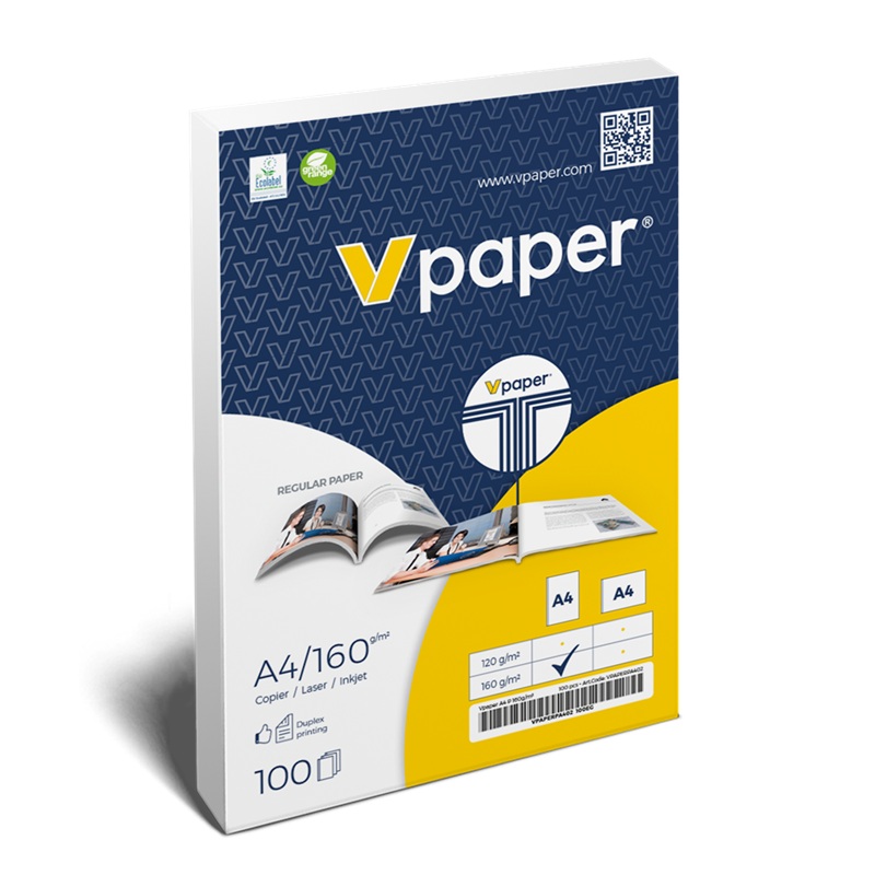 [38438] Kopipapir, A4 V med margin, falset/lig fladt, 160g, Peleman, (200 ark)