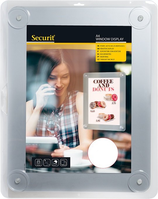 Displayramme, Dobbeltsidet A4 vindue, grå, Securit, (1 stk.)