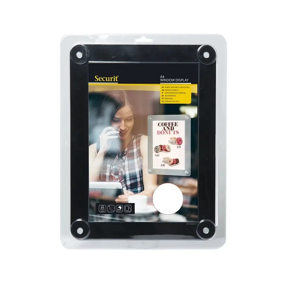 Displayramme, Dobbeltsidet A4 vindue, sort, Securit, (1 stk.)