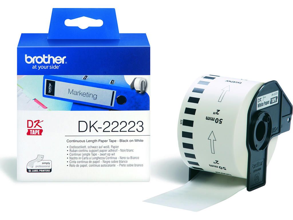 [11808] Papirtape, Brother Label, endeløs rulle, 5cm, hvid, 30,48m, DK22223 (1 rulle).
