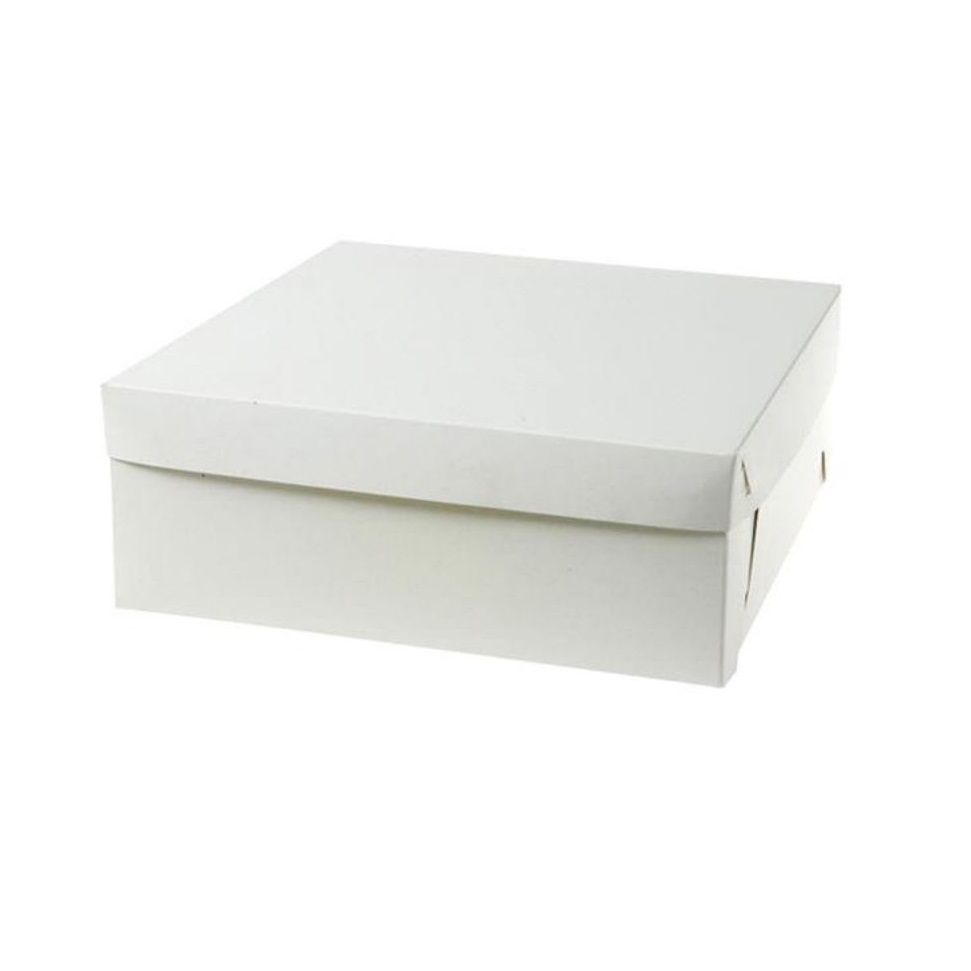 Kageæske, Bund, 32x32x10 cm, Hvid, Tilhørende: 12301 (100 stk.)