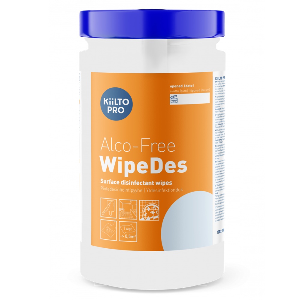 [38777] Desinfektion uden alkohol, sevietter, Kiilto Pro, WipeDes, (pakke m/ 200 stk.)
