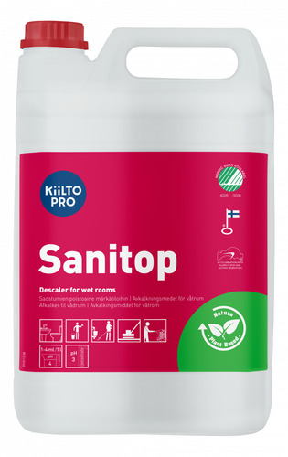 [38803] Sanitetsrens, Kiilto Pro, Sanitop, 5L, svanemærket, (1 stk.)