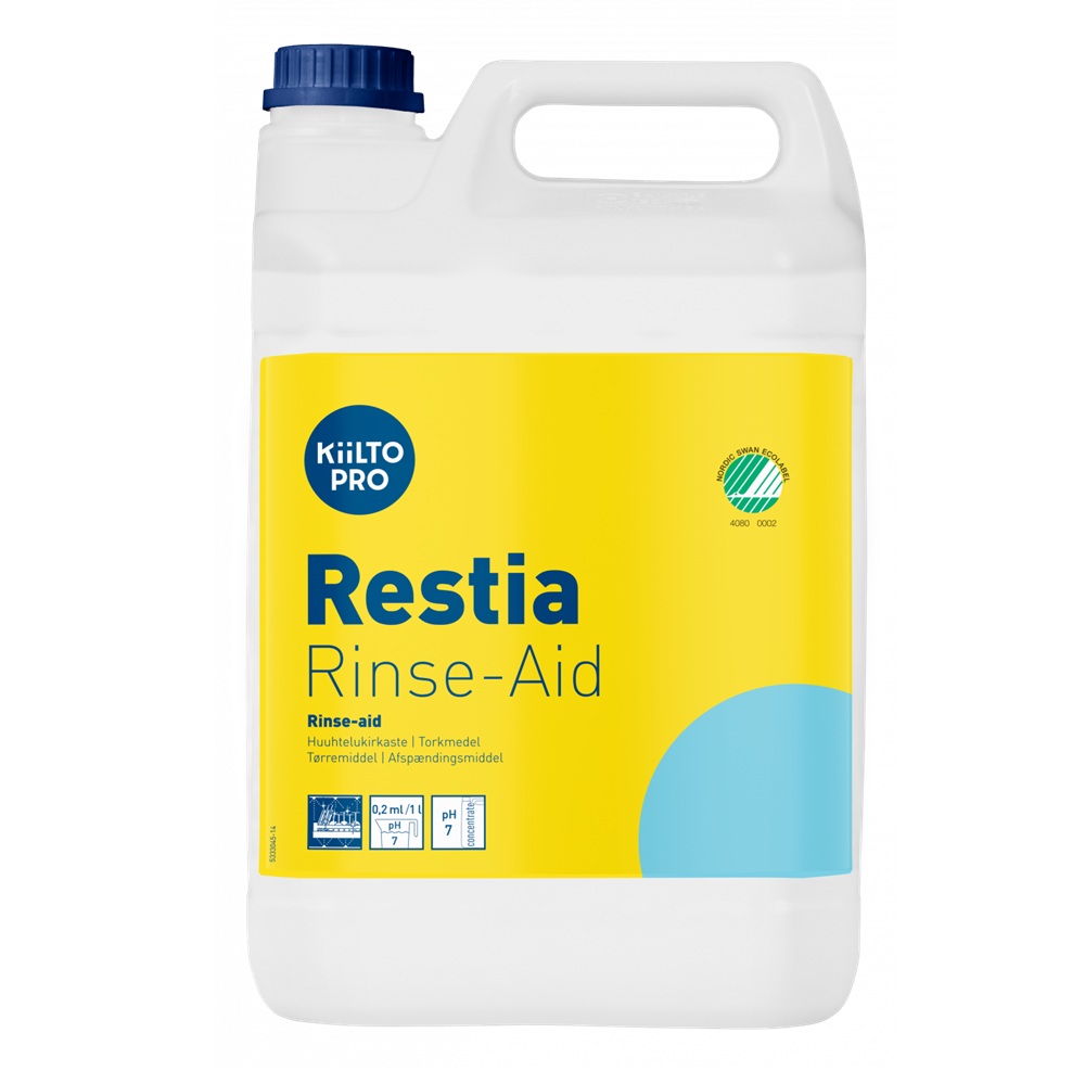 [38808] Afspændingsmiddel, Kiilto Pro, Restia Rinse-aid, 5L, svanemærket, (1 stk.)