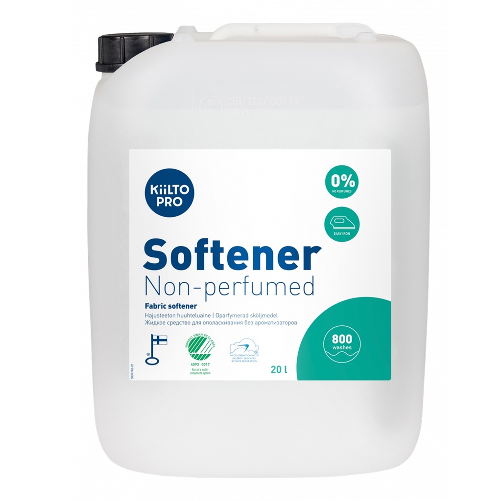 [38828] Skyllemiddel, Kiilto Pro, Soft Pure, Non-perfumed, Fabric Softener, 20L, svanemærket, (1 stk.)