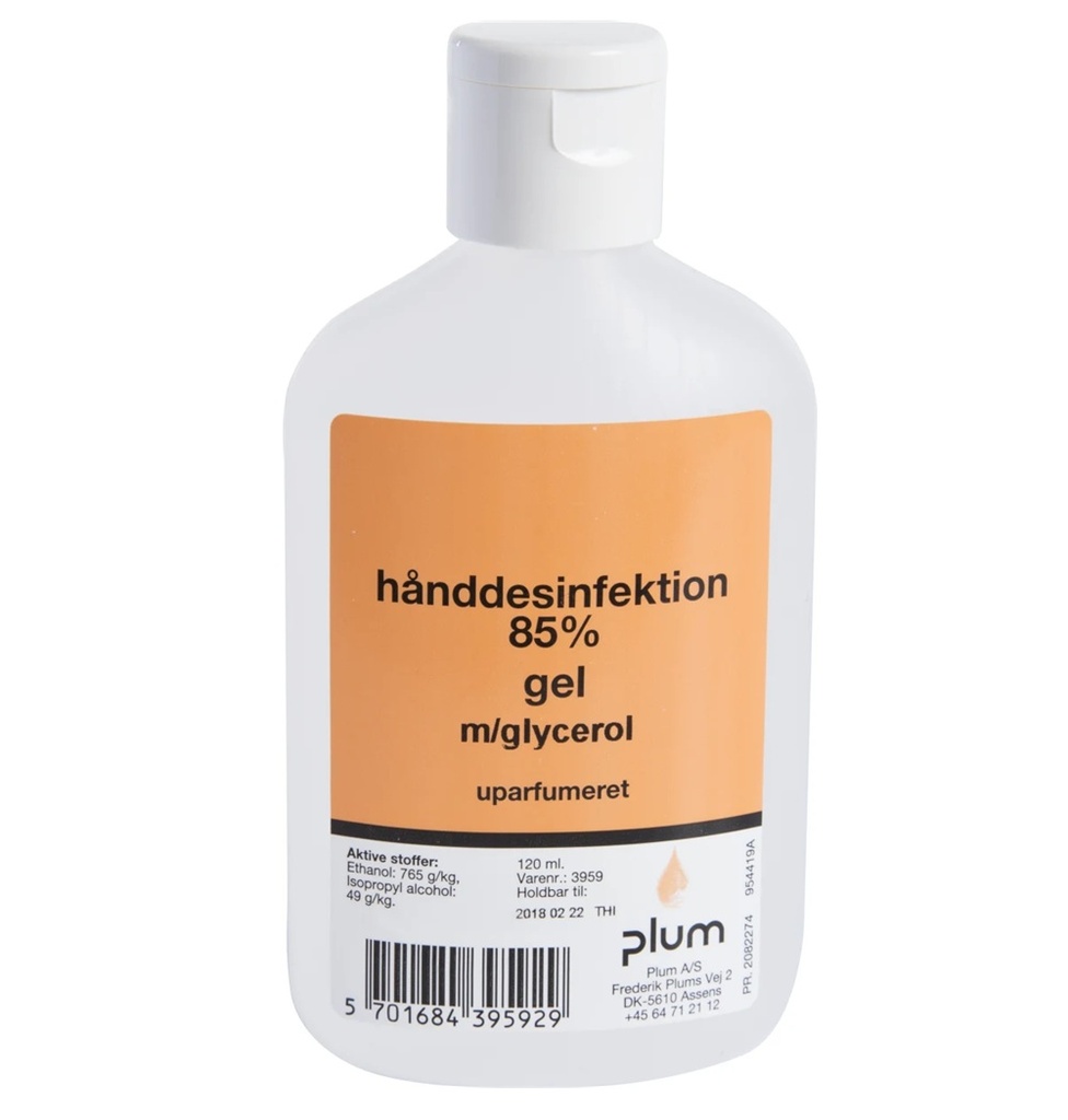 [38981] Hånddesinfektion uden parfume, Plum 3959, 85% Gel, 120 ml, (1 stk.)