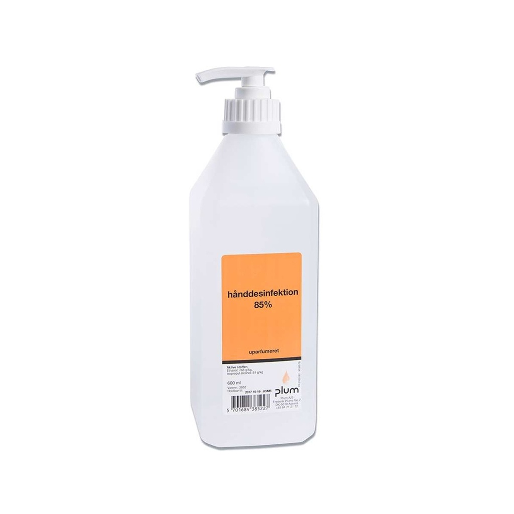 Hånddesinfektion, Plum 3852, 85%, flydende, 600 ml, med pumpe, (1 stk.)
