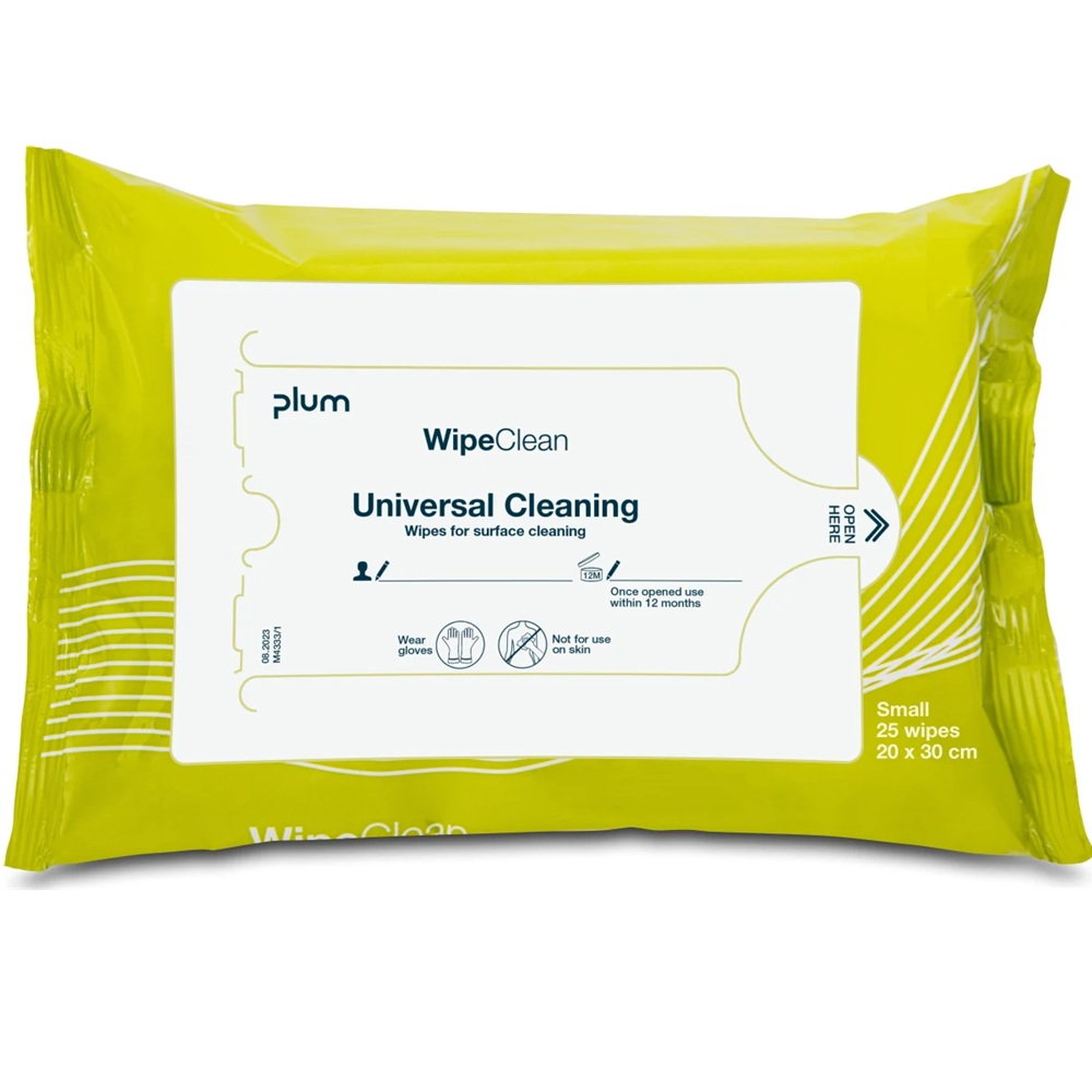 Rengøringsservietter, Plum, Wipeclean, universal, small, 25 wipes, (1 stk.)