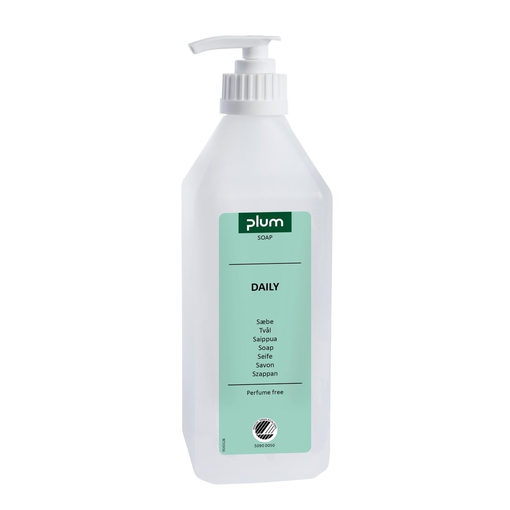 [38993] Cremesæbe, 600ml, Plum 1558 Daily, pumpeflaske, svanemærket, (1 stk.)