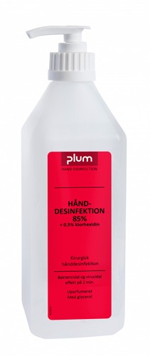 [39011] Hånddesinfektion, kirurgisk, Plum, 85% +0,5% Klorhex., 600 ml, med pumpe,  (1 stk.)