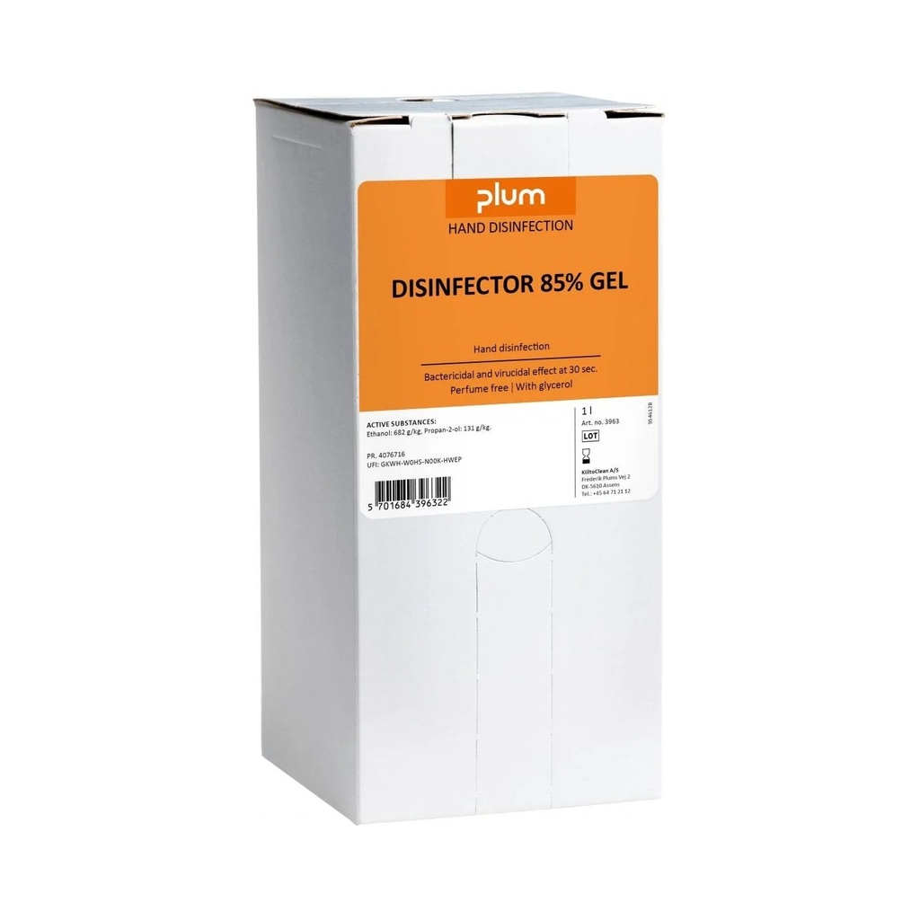 [39037] Hånddesinfektion, Plum 3963, Disinfector, 85% Gel, 1L Bag-in-box MP, (1 stk.)