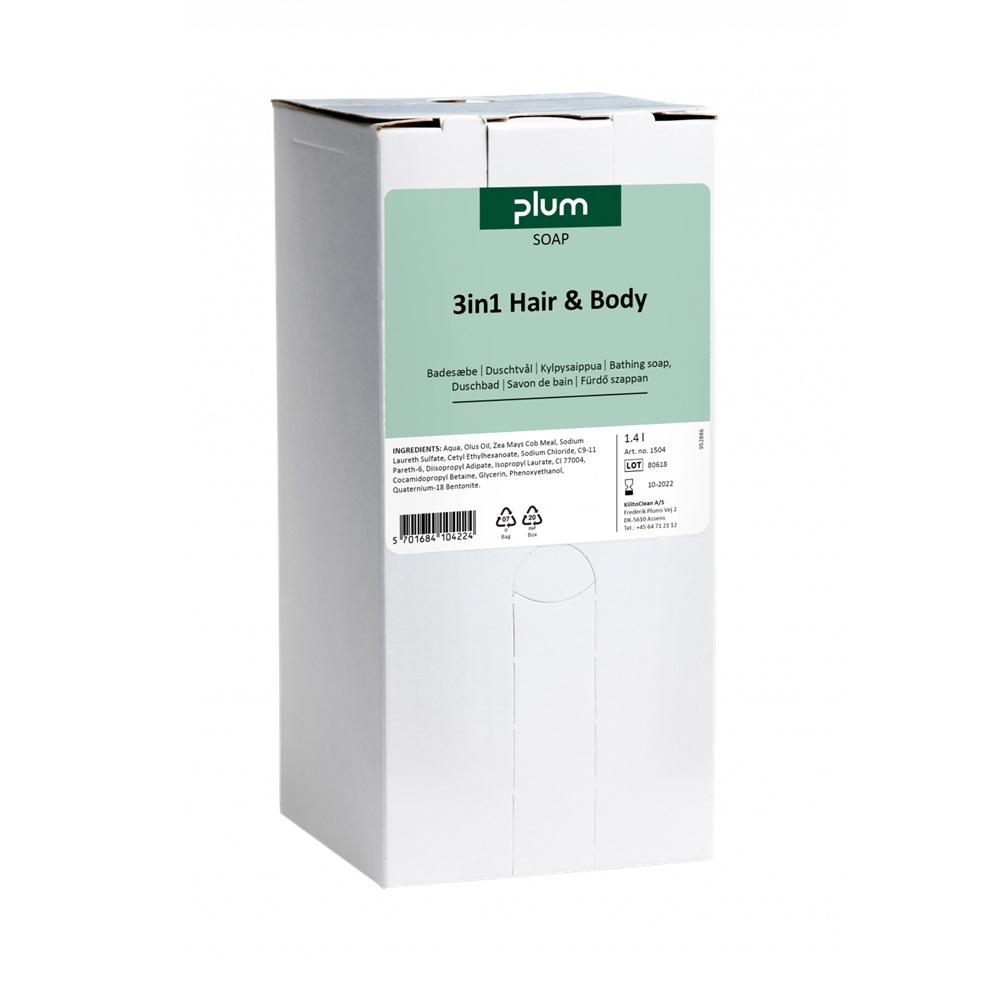 [39049] Hår- og kropssæbe, Plum 1504, 3in1 Hair & Body, 1,4L Bag-in-box MP, (1 stk.)