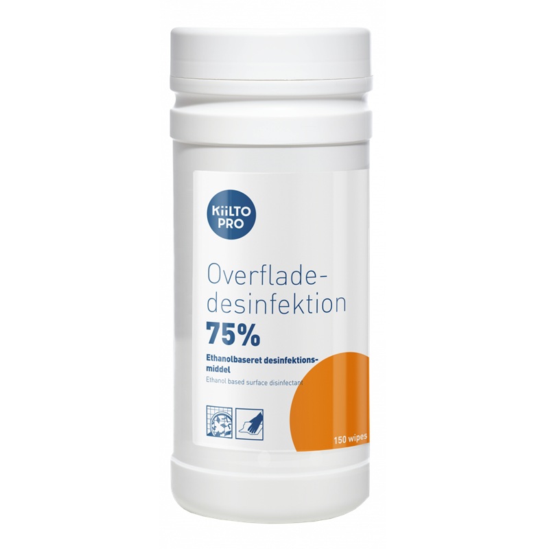 [39050] Overfladedesinfektionsservietter, Kiilto Pro, 75%, 150 wipes, (1 stk.)