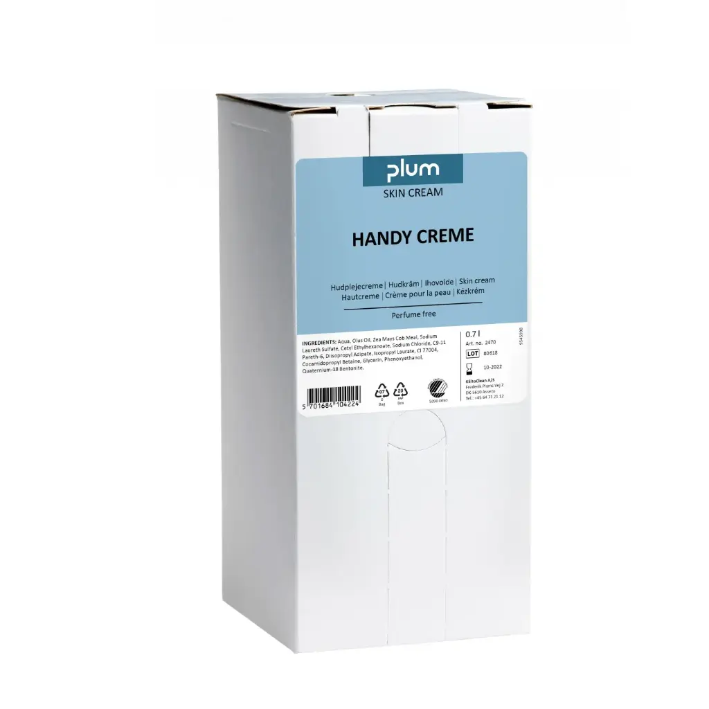 [39071] Hudplejecreme, Plum 2470, Handy Creme, 0,7 l bag-in-box MP, Svanemærket, (1 stk.)