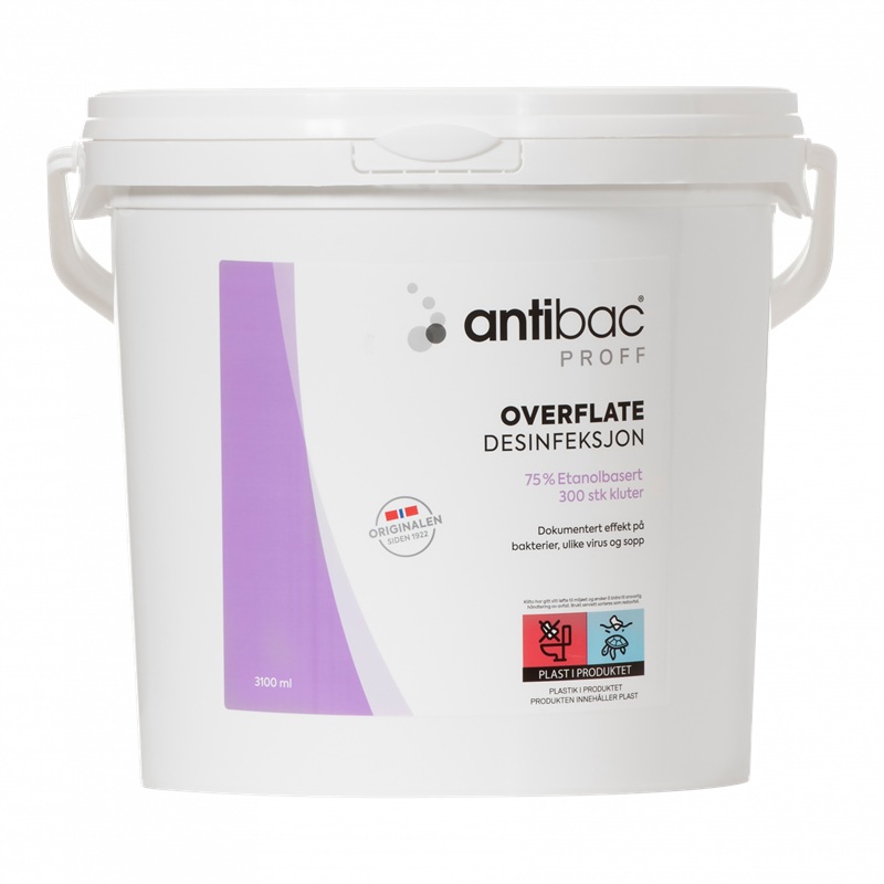 Desinfektionsservietter til overflader, Antibac, spand m/ 300 klude, (1 stk.)
