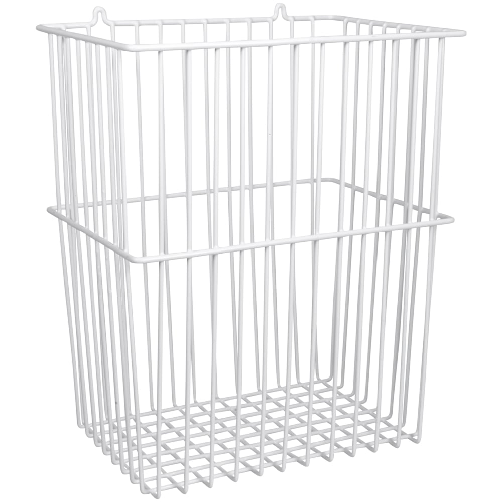 [11851] Trådkurv, hvid, metal, 23x34x40cm, forberedt til vægmontering, med løkker til ophæng, (1 stk.)