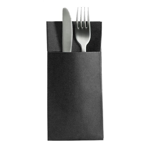 [39132] Bestikserviet, Airlaid, GS-Basic, 32x40 cm, 1/8 fold, sort, 12 pakker á 25 stk. (300 stk.)