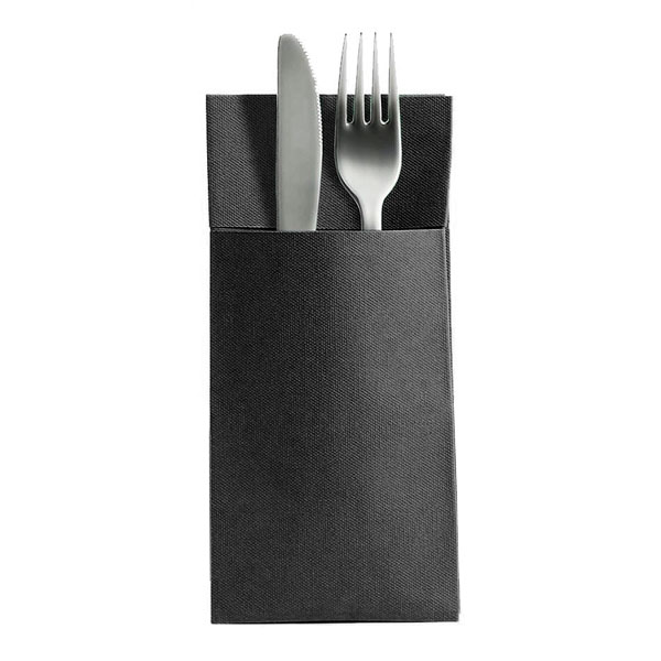 Bestikserviet, Airlaid, GS-Basic, 32x40 cm, 1/8 fold, sort, 12 pakker á 25 stk. (300 stk.)