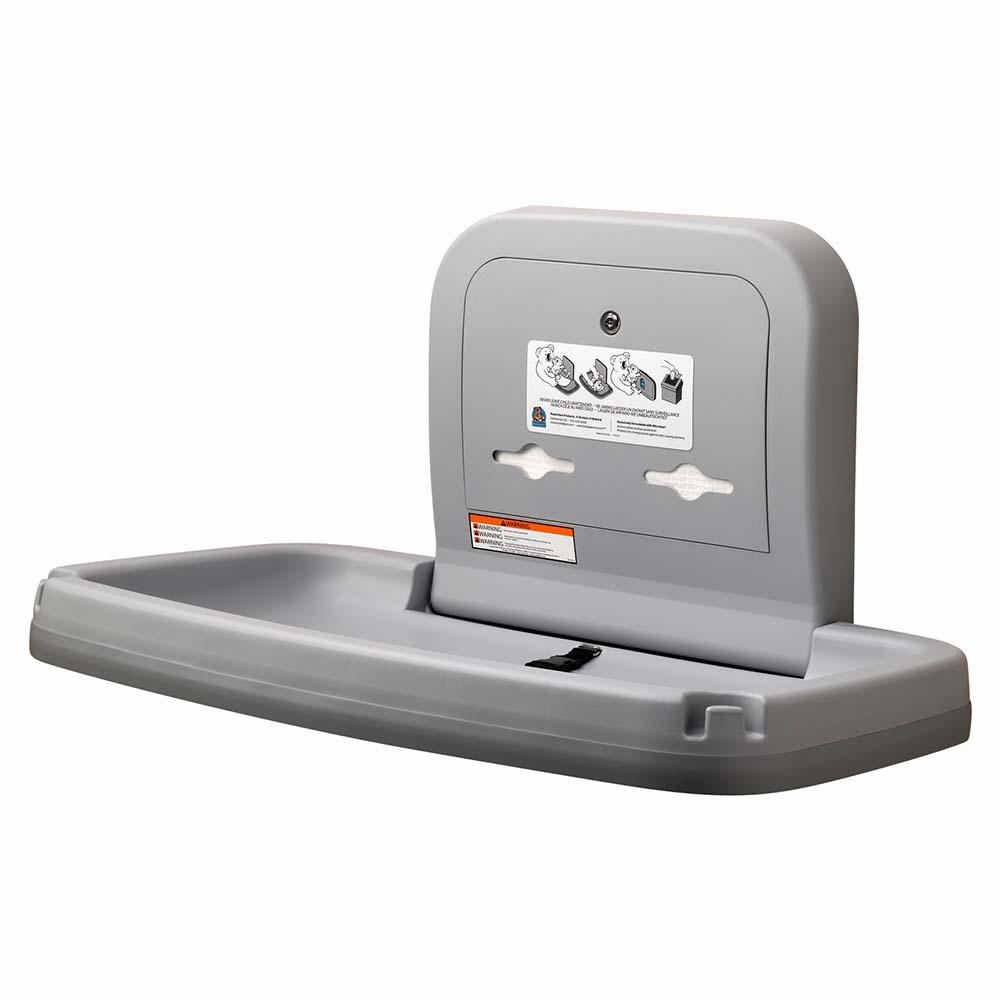 Væghængt puslebord, m/ papirdispenser, grå, plast, Dan Dryer, Koala, (1 stk.)