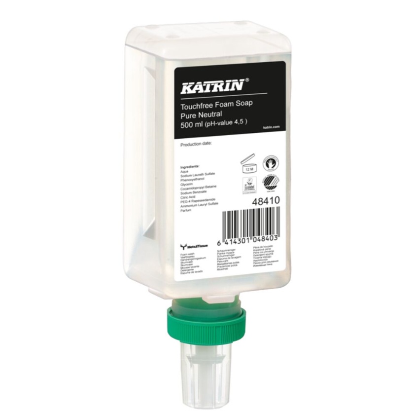 [39297] Skumsæbe, Katrin 48410, 500 ml, uden farve og parfume,0,8 ml pr. dosering, (1 stk.)