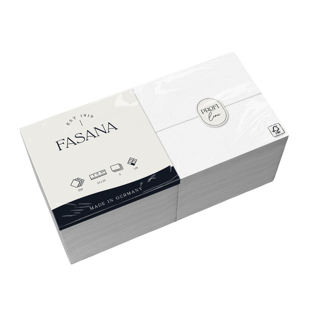 Frokostserviet, Fasana, 33x33cm, 3-lags, 1/8 fold, hvid, (1000 stk.)