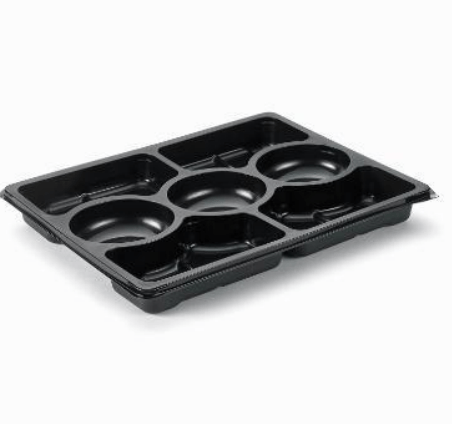 [10297] Tapasfad, 7-rums, 320x250x33mm, sort, ZEN, RPET, tilhørende 10298, (120 stk.)