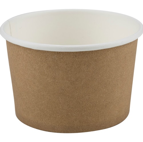 [10284] Isbæger, 120 ml/4 OZ, Pap/PE, 4,5cm, Ø7,3cm, brun, Tilhørende låg: 10609 (1000 stk.)