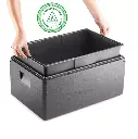 Termoboks med låg & inderboks, 48,5 ltr, EPP, GN 1/1, sort, Thermohauser, indv 54,5x34,5x24cm, udv 60x40x30cm, (1 stk.)