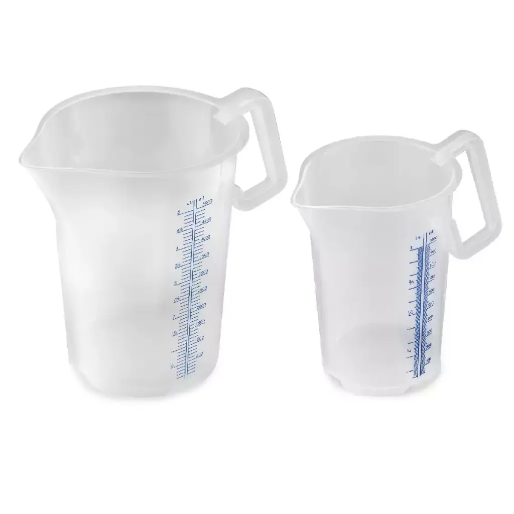 Målebæger med lukket håndtag, 2000 ml, blå skala ltr/ml, Thermohauser, (1 stk.) 