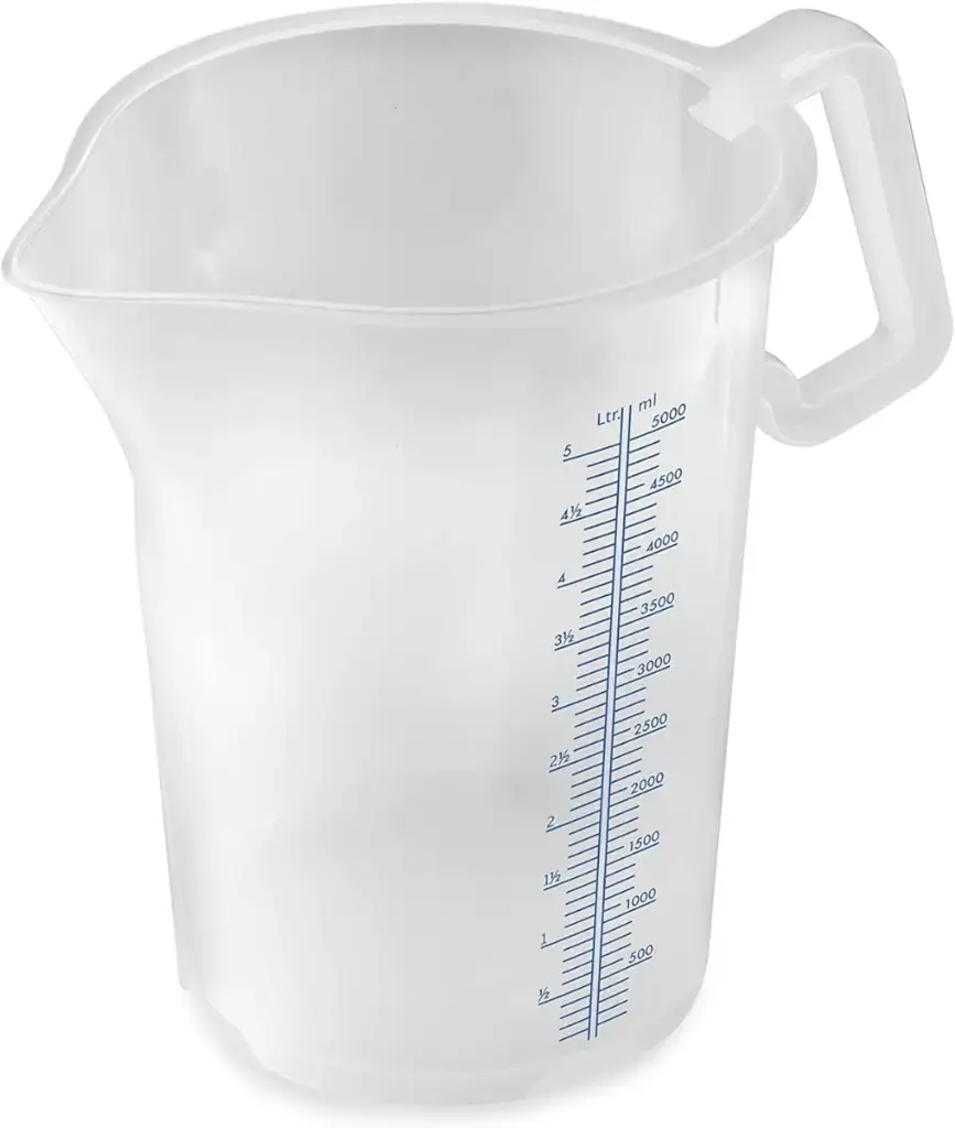 [40246] Målebæger med lukket håndtag, 5000 ml, blå skala ltr/ml, Thermohauser, (1 stk.)