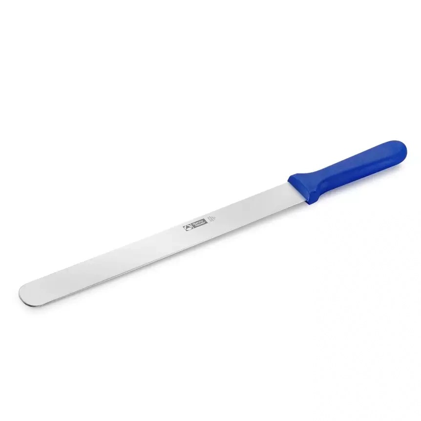 [40265] Paletkniv, 31cm, rustfrit stål, slebet på én side, blåt plastgreb, Thermohauser, (1 stk.)