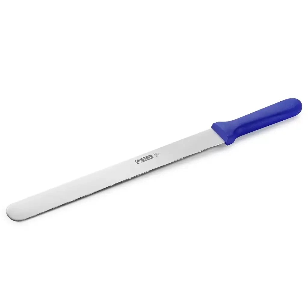 Bagerkniv, 36cm, rustfrit stål, én-sidet savslibning, blåt plastgreb, Thermohauser, (1 stk.)