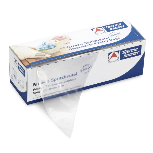 Engangssprøjtepose, PE-plast, maksimal greb, transparent, 46x23 cm, Thermohauser, (1 rulle á 100 stk)