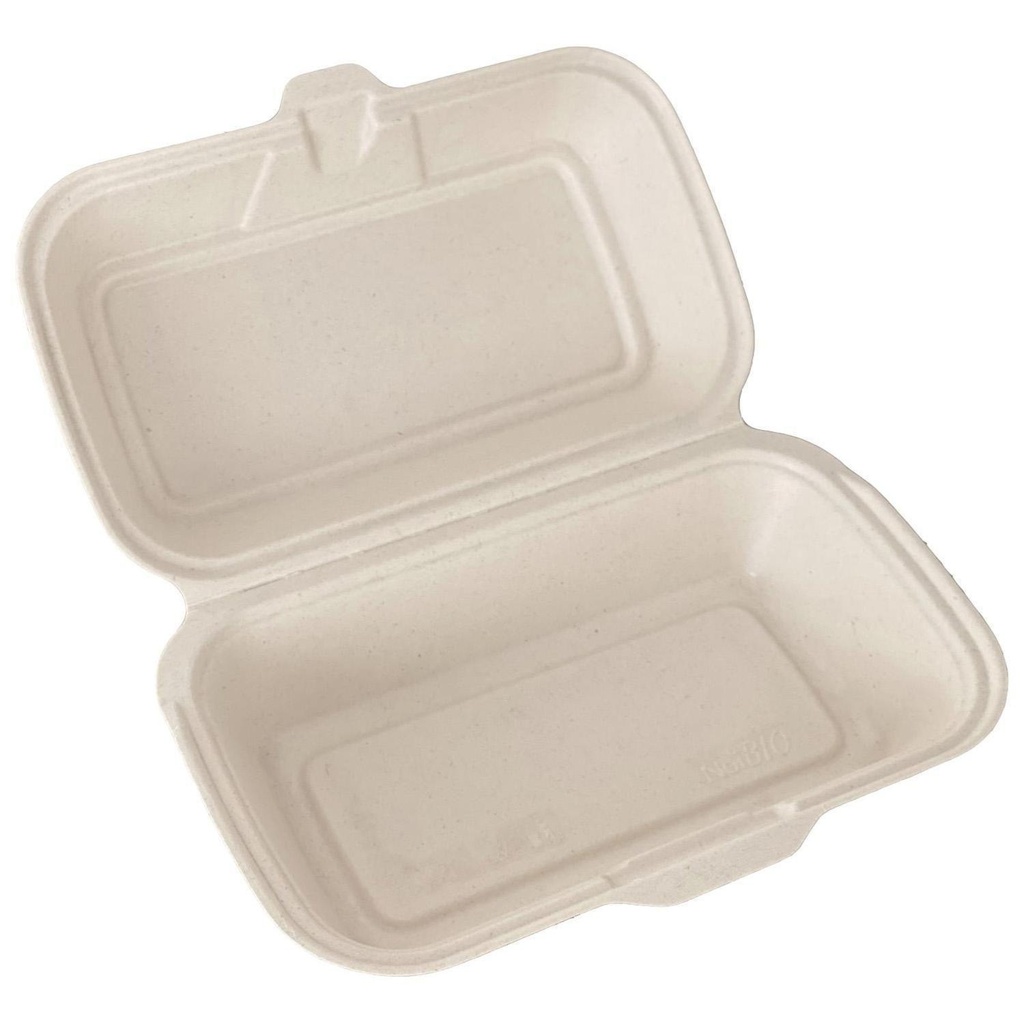 Bakke, 1-rum, 24x15x8cm, med låg, Bagasse, Beige, (200 stk.)