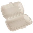 Bakke, 1-rum, 24x15x8cm, med låg, Bagasse, Beige, (200 stk.)
