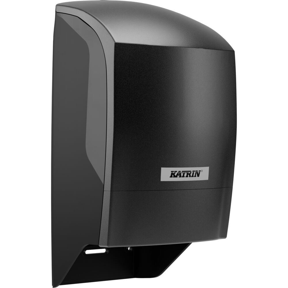 Dispenser, Katrin 77519, 17,2x15,2x31,2cm, sort, plast, til 2 ruller toiletpapir, (1 stk.)