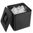 Isspand med låg, 10 ltr, 25x24cm, firkantet, plastik, sort, (1 stk.)