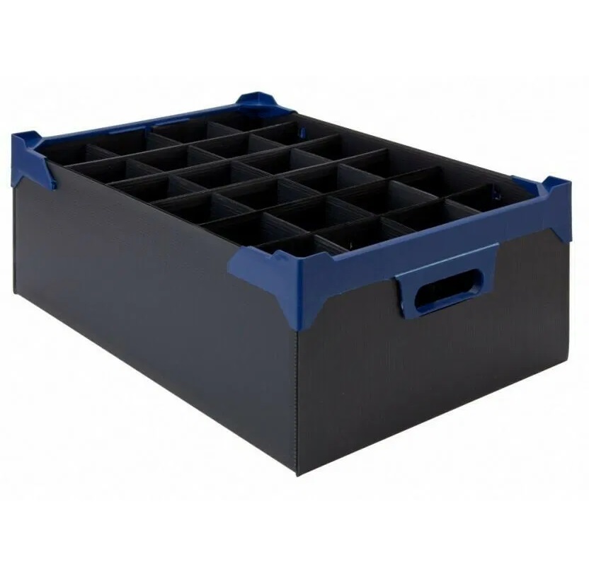 [40820] Opbevaringsboks til glas, 24-rum, 50x34,5x16,5cm, Beaumont, (5 stk.)