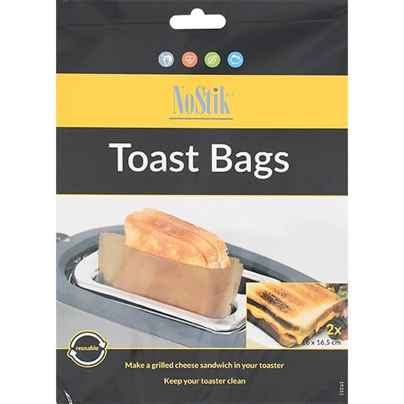 [40848] Genanvendelig toastlomme, brun, 16x16,5cm, NoStik, (2 stk.)